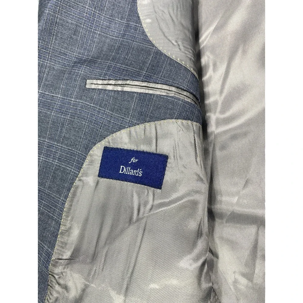 VTG Hart Schaffner Marx Sport Coat Sz 54L Blue Windowpane Wool Blazer Jacket NOS